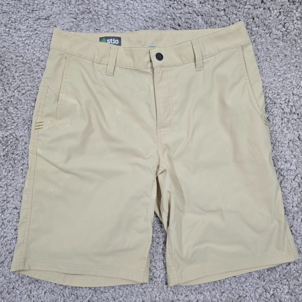 Stio Mens Performance Nylon Stretch Shorts Size 35 Beige Outdoor Hiking